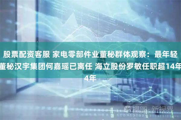 股票配资客服 家电零部件业董秘群体观察：最年轻董秘汉宇集团何嘉瑶已离任 海立股份罗敏任职超14年